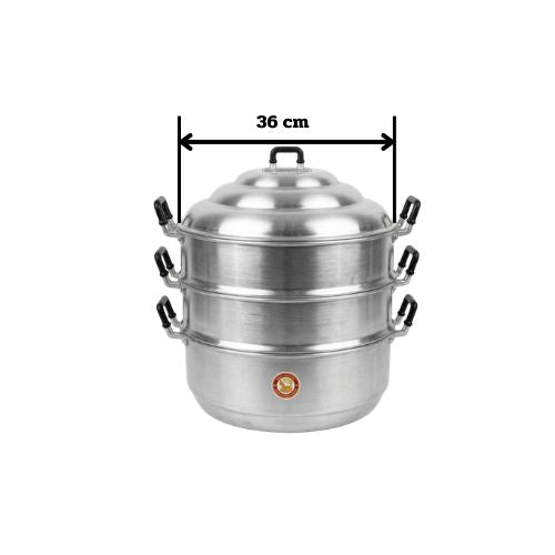 Naga Brand Aluminium-Dampfgarer 36 cm (Traditioneller thailändischer Dämpftopf)/หม้อนึ่งอลูมิเนียม ตราพญานาค
