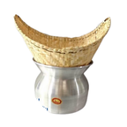 Thai Klebereis-Dämpfset (Aluminiumtopf & Bambuskorb -22 cm) (หม้อนึ่งข้าวเหนียวพร้อมหวด  ขนาด 22 cm)