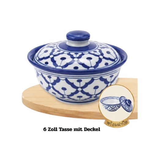 Thailändisches Blaumuster Porzellangeschirr - Traditionelle Schale & Teller / ถ้วยจานลายครามไทยโบราณ