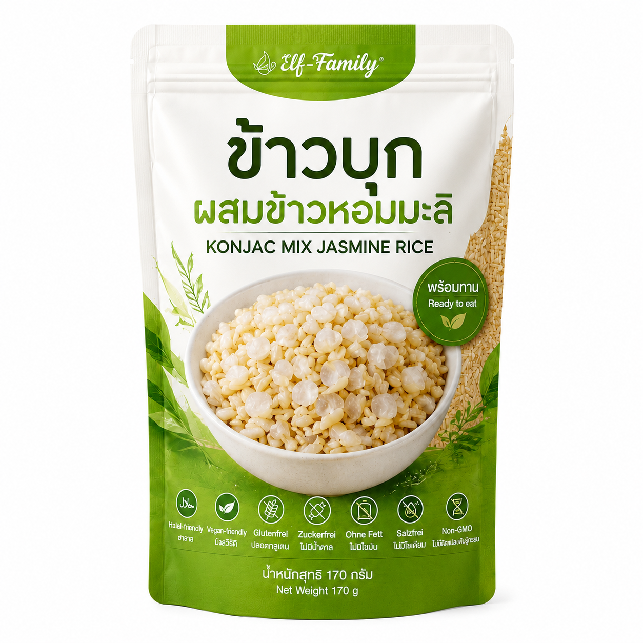 Konjak-Reis gemischt mit thailändischem Jasminreis 200g (Kalorienreduziert) / ข้าวบุกผสมข้าวหอมมะลิ ขนาด 200 กรัม