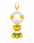 Traditionelle thailändische Mini-Blumengirlande "Phuang Malai" (Gelbe Rosen) / พวงมาลัยข้อมือจิ๋ว (ชายกุหลาบเหลือง)