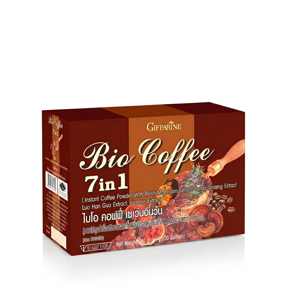 Giffarine Bio Coffee 7 in 1 (370g) / ไบโอ คอฟฟี่ เซเว่นอินวัน 340 ก. (17 ก. X 20 ซอง)