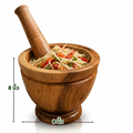 Authentischer Thailändischer Holzmörser mit Stößel - Naturholz, 8 Zoll /ครกไม้แท้พร้อมสาก สีธรรมชาติ ขนาด 8 นิ้ว