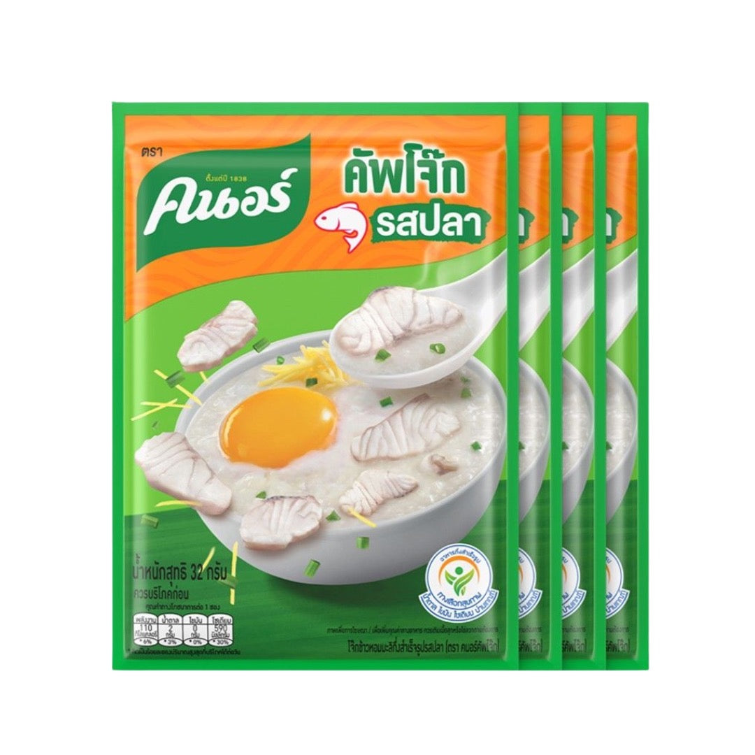 Knorr Fisch-Reis-Congee 32g X 4 / คนอร์ โจ๊กกึ่งสำเร็จรูป รสปลา 32 ก. X4 ซอง