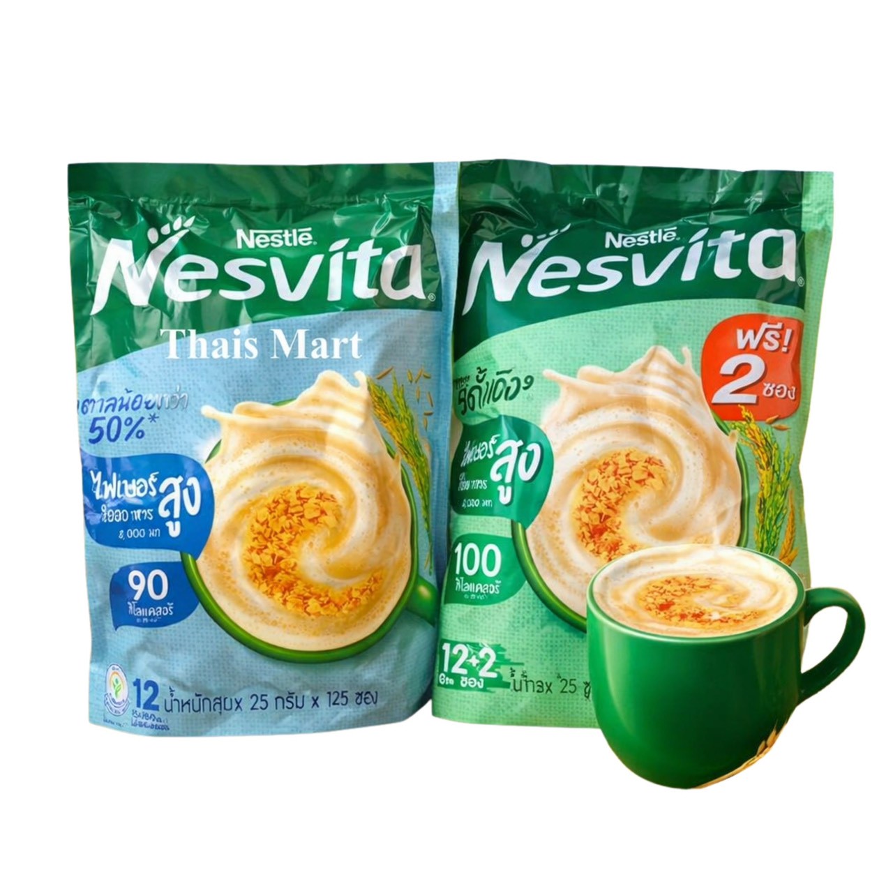 Nestle Nesvita (25g X 12 pcs) / เครื่องดื่มธัญญาหารสำเร็จรูป (สูตรดั้งเดิม และน้ำตาลน้อยกว่า 55% (25gX12 ซอง)
