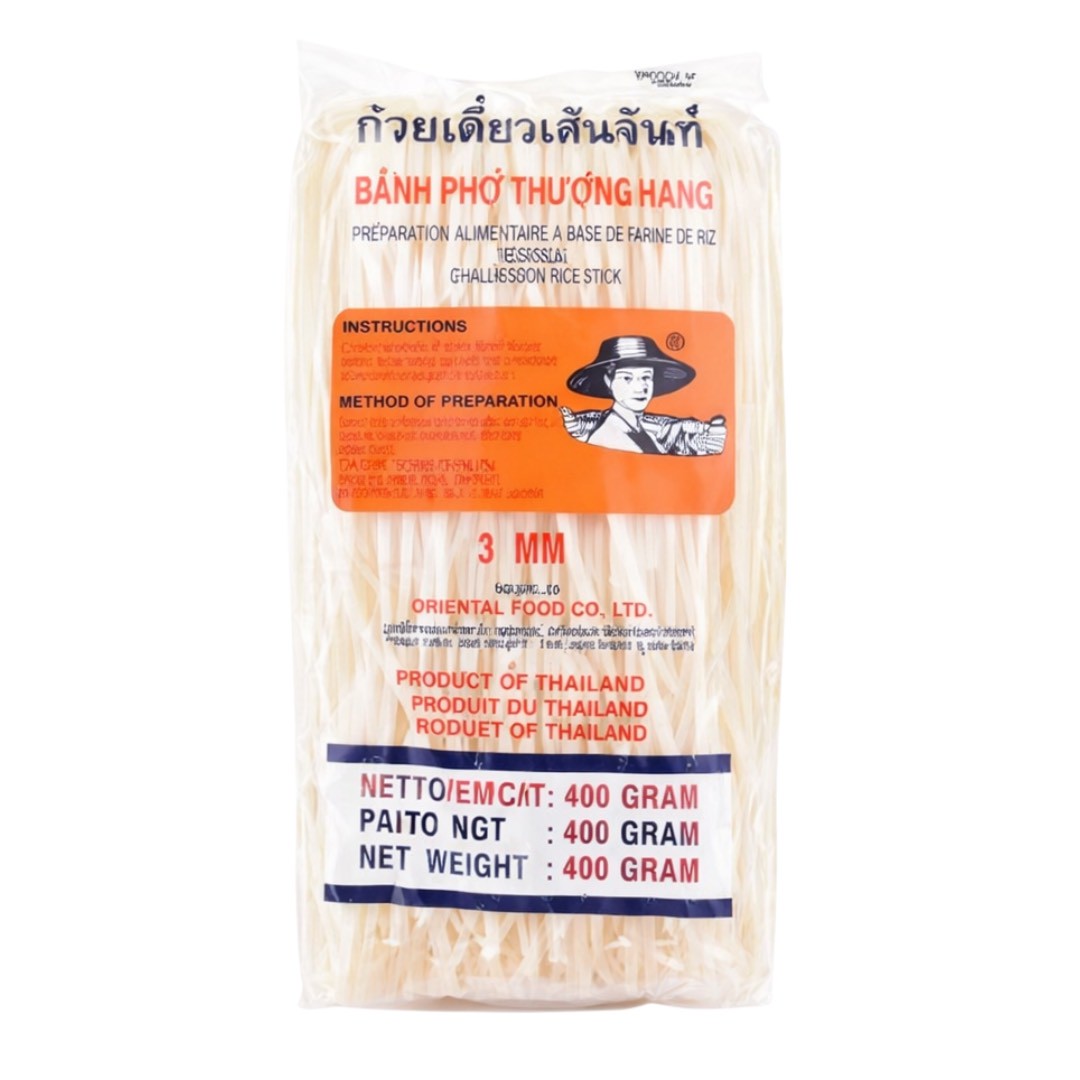 Seng Chan Rice Stick 3mm 400g /ก๋วยเตี๋ยวเส้นจันทร์ 3mm 400 กรัม