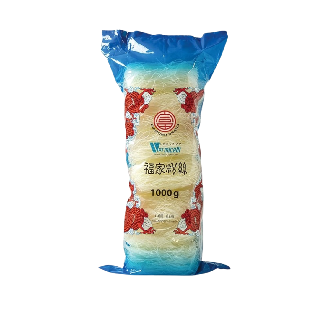 Diamond Brand Longkou Glasnudeln 1 kg (Mungbohnen-Vermicelli) (วุ้นเส้น ตรากิเลนคู่ ลองกัว 1 กก.)