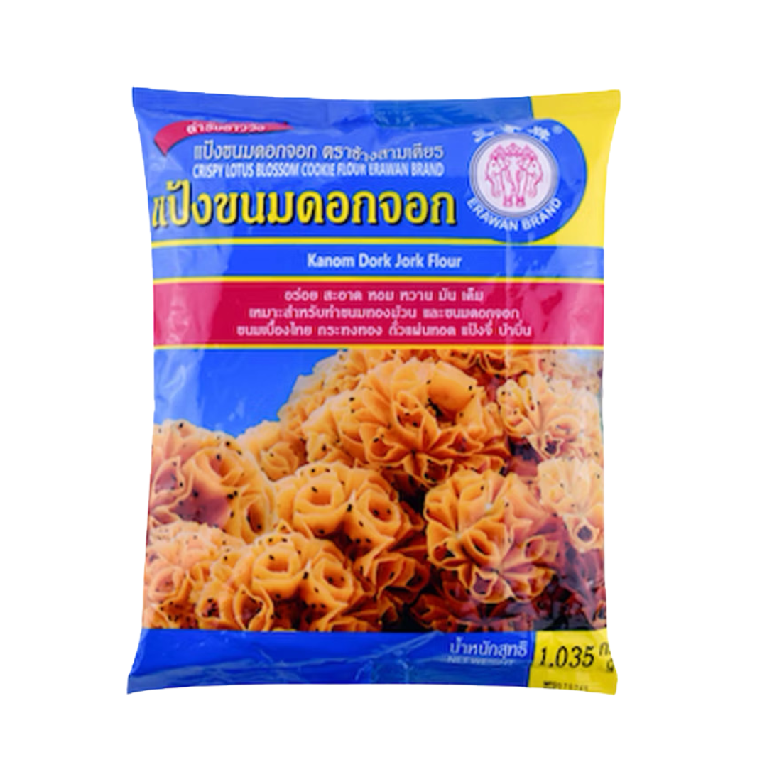 Erawan Mehlmischung für Knusprige Lotusblüten-Kekse (Khanom Dok Jork) 1,000 g (แป้งขนมดอกจอก ตราเอราวัณ 1,000 กรัม)