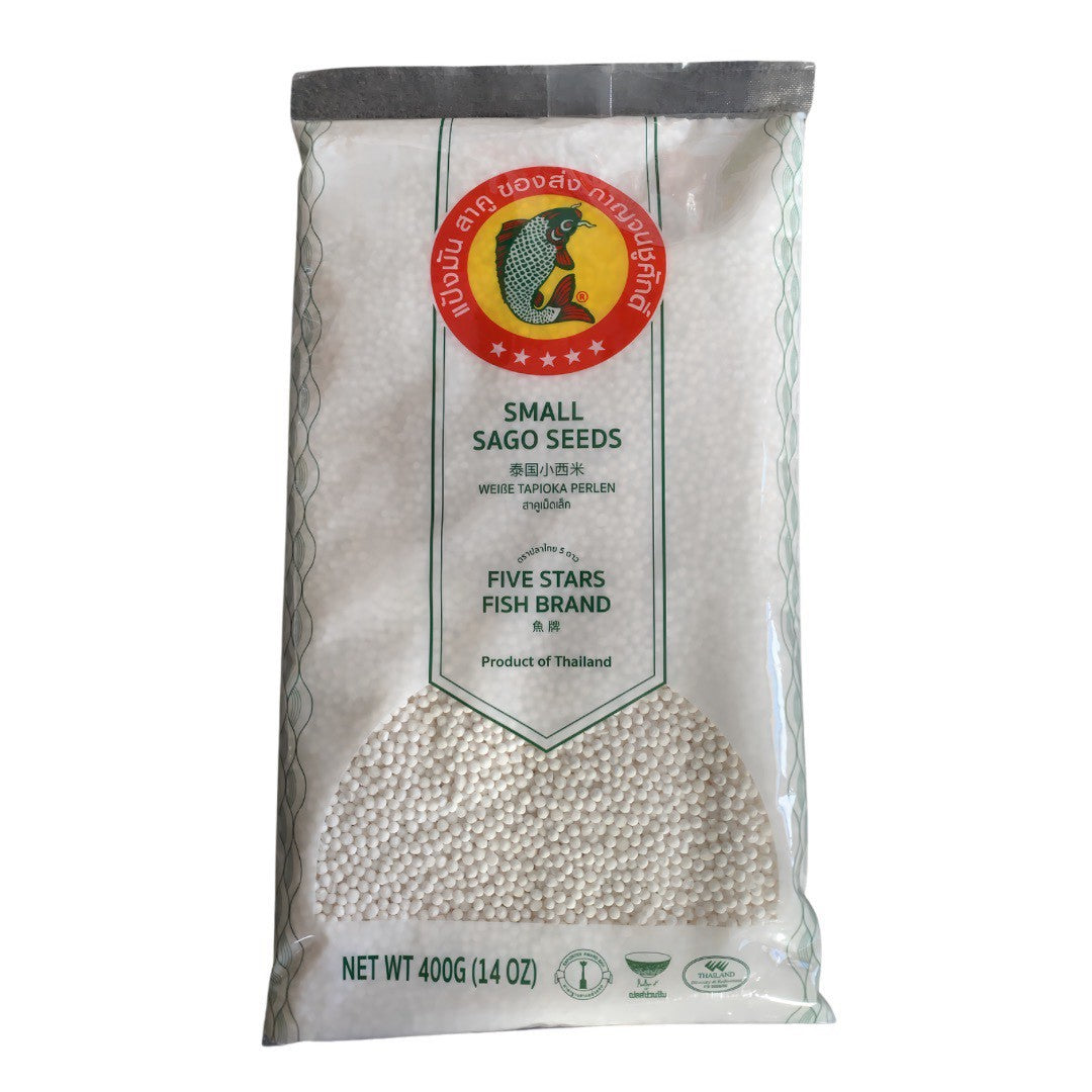 FIVE STARS FISH Small Tapioka Sago 400g/ปลาไทย 5 ดาว สาคูเม็ดเล็ก 400 กรัม