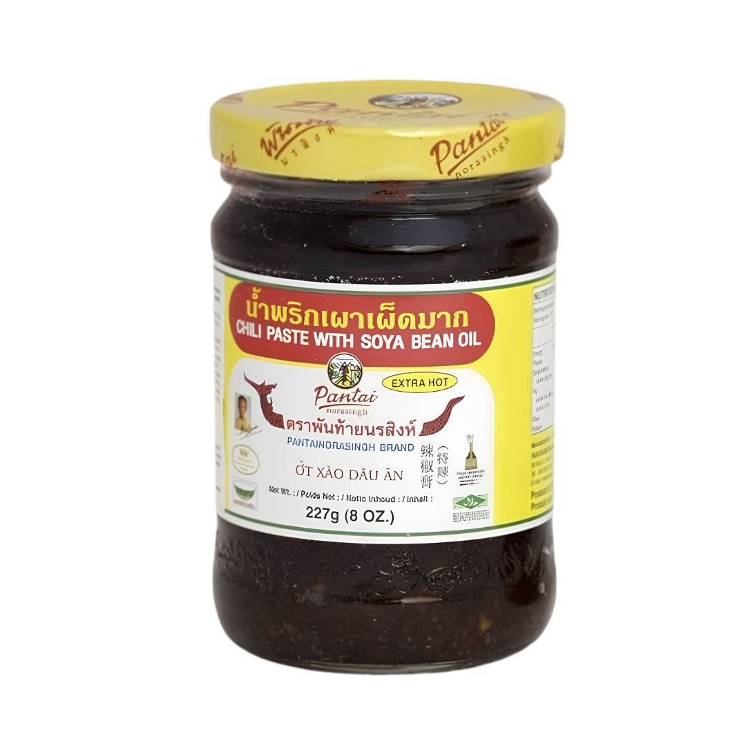 Phantainorasingh Vegane Gebratene Chili-Paste im Öl (Extra Scharf) 227g / พันท้ายนรสิงห์ น้ำพริกเผาเจผัดน้ำมัน สูตรเผ็ดมาก 227 กรัม