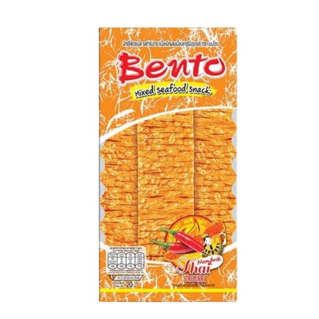 Bento Seafood Snack - Thailändischer Tintenfisch-Snack (Verschiedene Sorten) 20g X1 Packung | เบนโตะ ปลาหมึกอบกรอบ 20g X1  ซอง