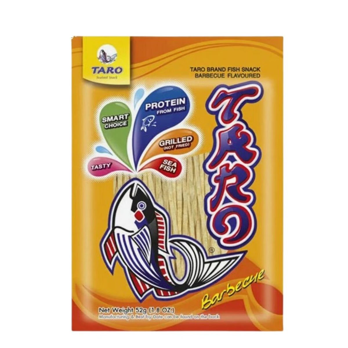 Taro - Fisch-Snack Bar-B-Q Geschmack (Fish Snack BAR-B-Q Flavour) / ทาโร ปลาสวรรค์ รสบาร์บีคิว ขนาด 52 กรัม