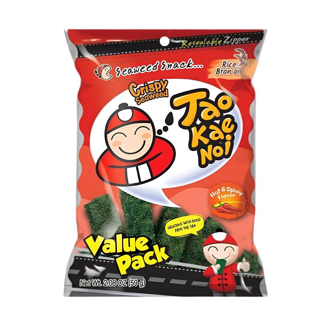 Taokaenoi Knuspriger Seetang-Snack 59g X 1 Packung / เถ้าแก่น้อย สาหร่ายทอดกรอบ 59g X1 ซอง