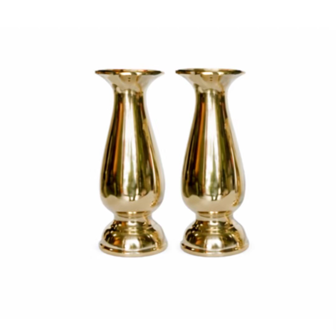 Echte thailändische Messing-Vasen für Altäre (1 Paar) / แจกันทองเหลืองแท้ (1 คู่)