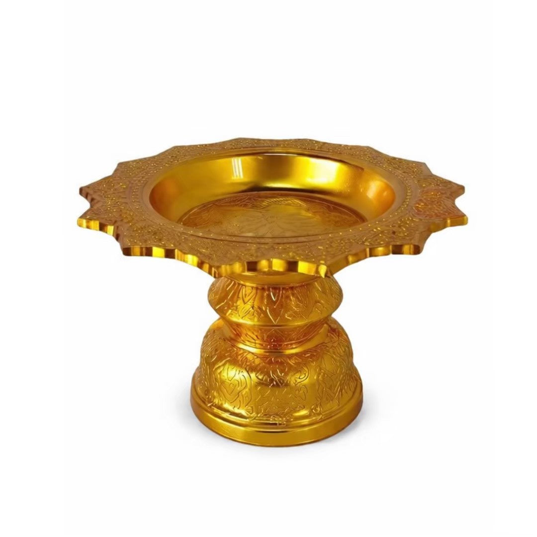 Traditionelle thailändische Opferschale "Phan Thong" 18cm (Gold-Optik) / พานทอง ขนาด 18 cm
