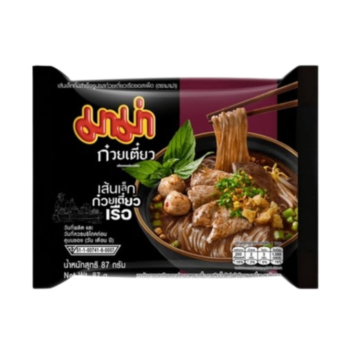 Mama Reisnudelsuppe (Boot-Nudelsuppe) mit dünnen Reisnudeln  (มาม่า ก๋วยเตี๋ยวเรือ เส้นเล็กก๋วยเตี๋ยวเรือ 87g)