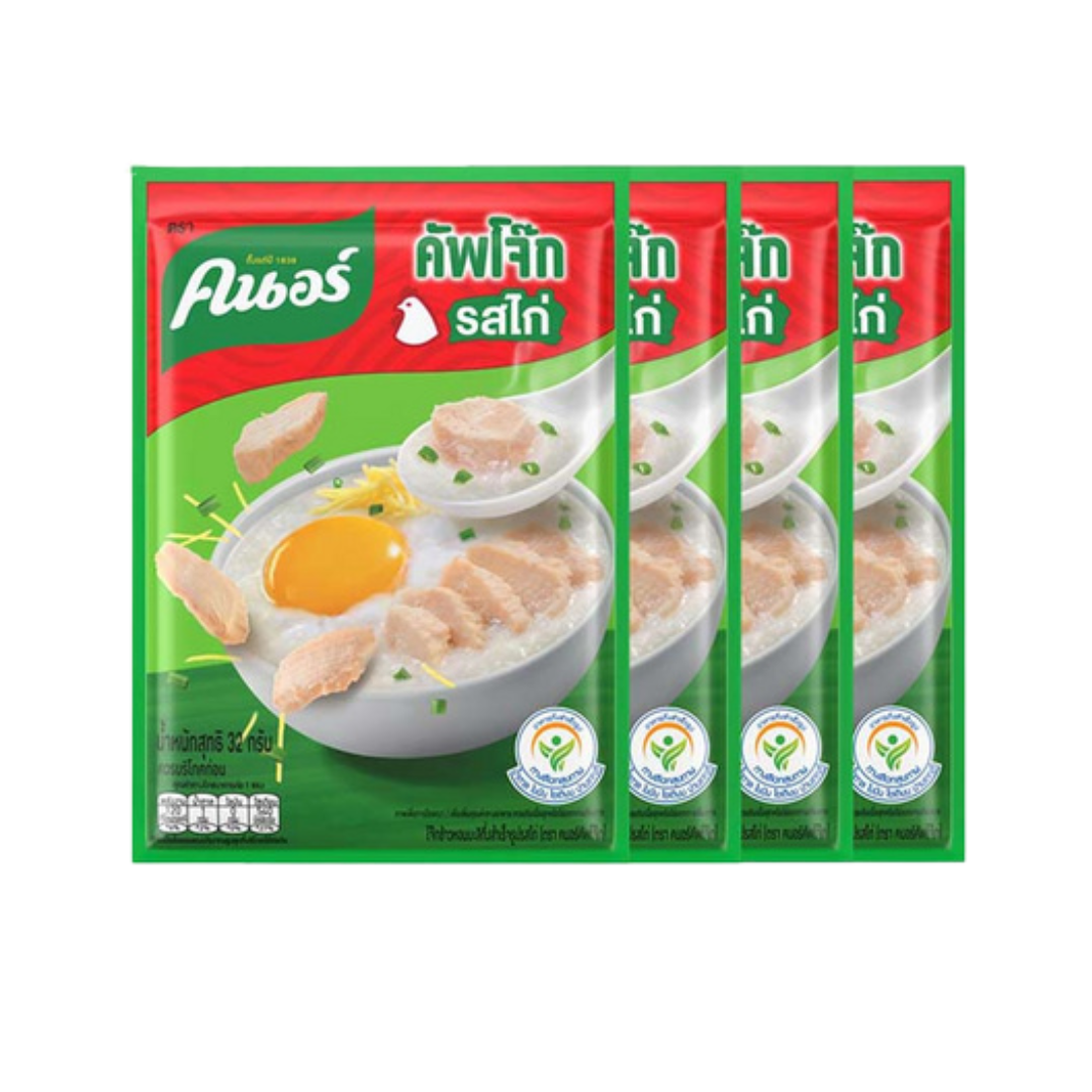 Knorr Instant-Reis-Congee Hühnergeschmack 32g X 4 / คนอร์ โจ๊กกึ่งสำเร็จรูป รสไก่ 32 ก. X4 ซอง