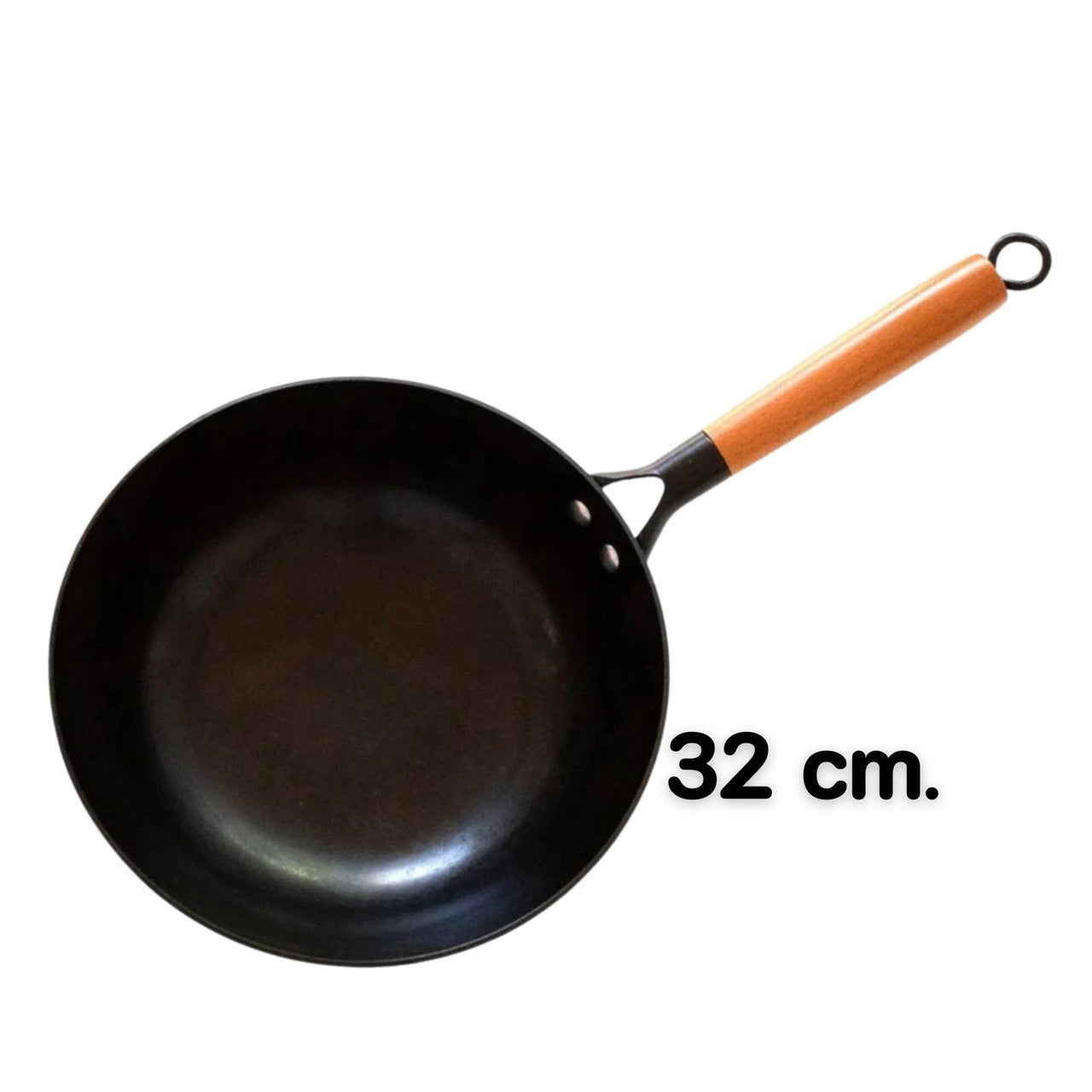 Traditioneller Wok aus Karbonstahl mit Holzgriff (กระทะว็อกเหล็กกล้าคาร์บอนแบบดั้งเดิมพร้อมด้ามไม้)
